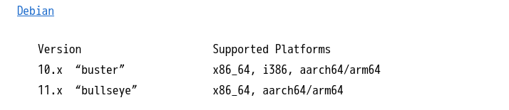 Debian10もサポート対象となっている